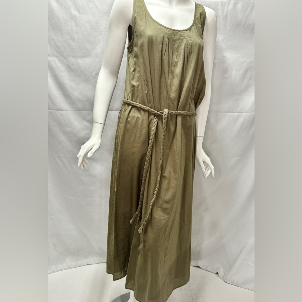 Lilla P Sleeveless Olive Green Belted Dress Size Medium